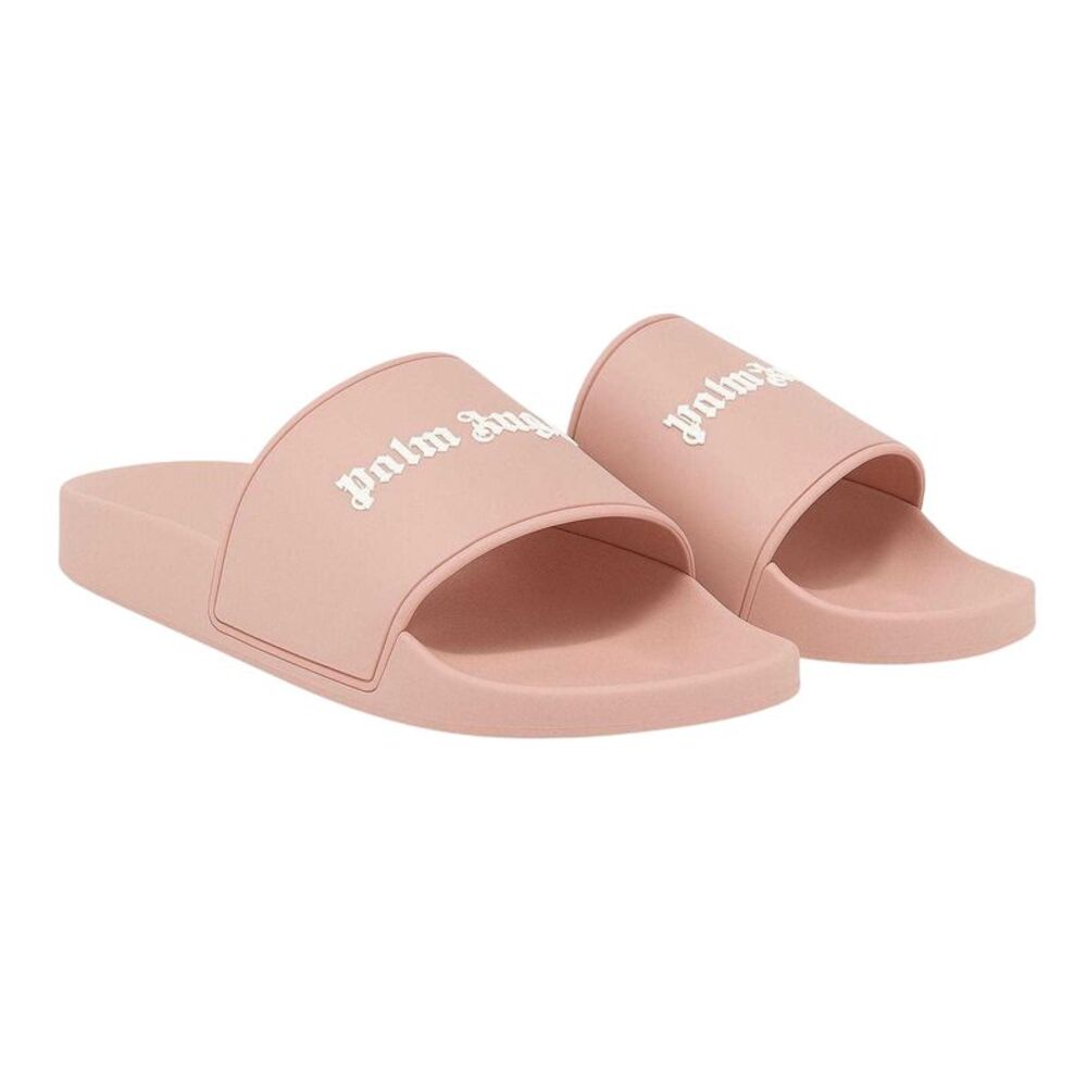 Palm Angels Womens/Ladies Single Strap Pool Flat Sliders / Pink/White